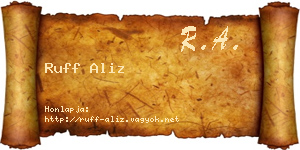 Ruff Aliz névjegykártya